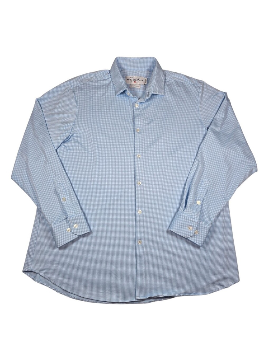 Mizzen+Main Men's Spinnaker Collection Blue/White Check L/S Shirt Sz XXL USA
